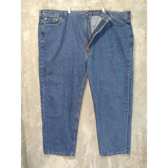 Levis 550 Jeans Mens 54x30 Blue Denim Relaxed Fit Tapered Leg Medium Wash - Picture 1 of 8